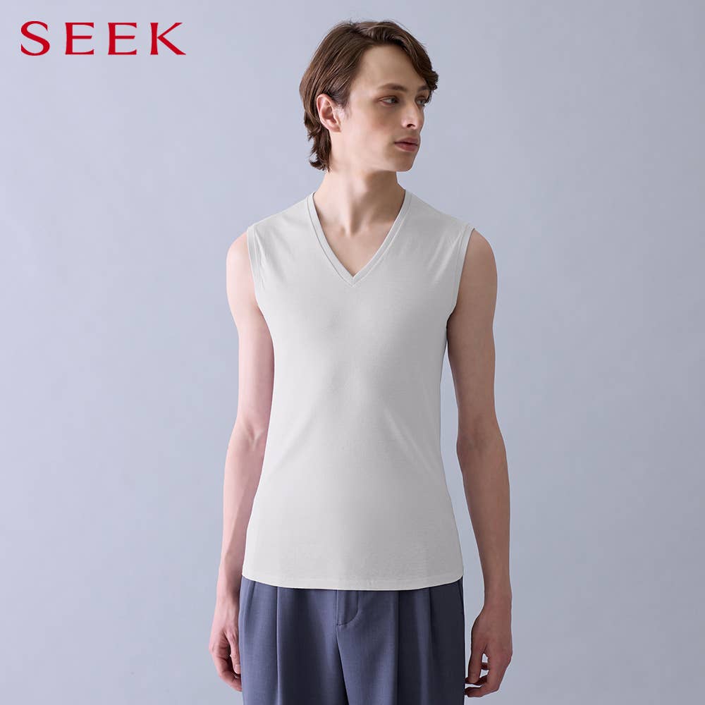 【接触冷感】Vネックスリーブレス(V首)